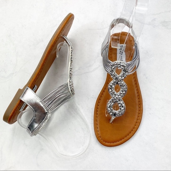 [Steve Madden] Silver Rhinestone Slip On Sandals - Picture 4 of 5